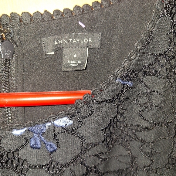 Ann Taylor Black Jacquard Floral Motif   Dress Size 6 - Picture 7 of 7